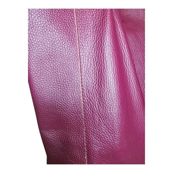 BORSE IN PELLE Red Leather Tote Shoulder Handbag Made in Italy - Picture 7 of 9